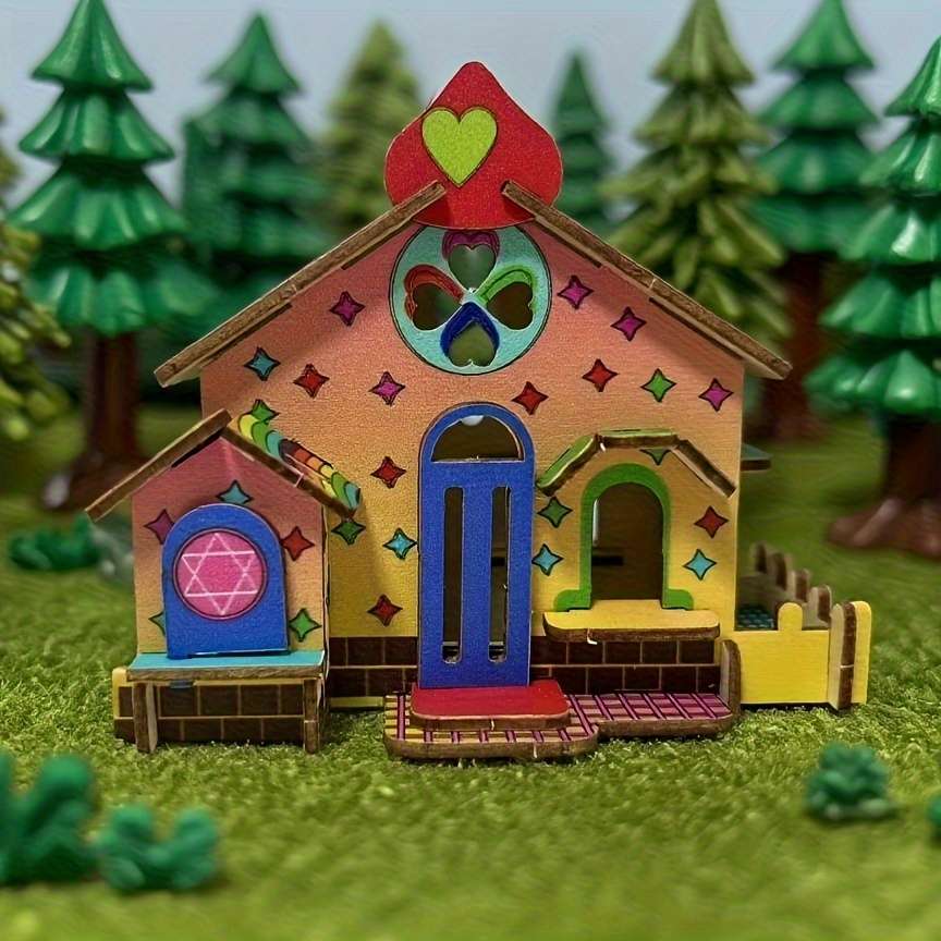 Building Toy Architectural Model Toy Set Style Forest Cabin Series Quantity 3Pcs