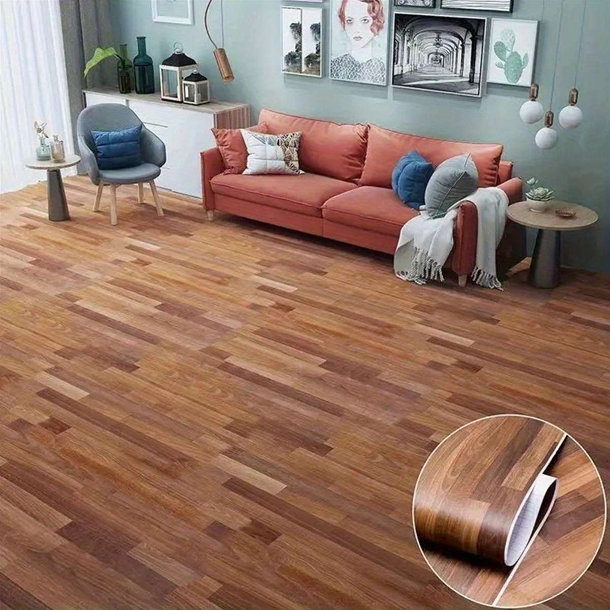 Self Adhesive Floor Stickers Parquet Walnut 40Cm*1M