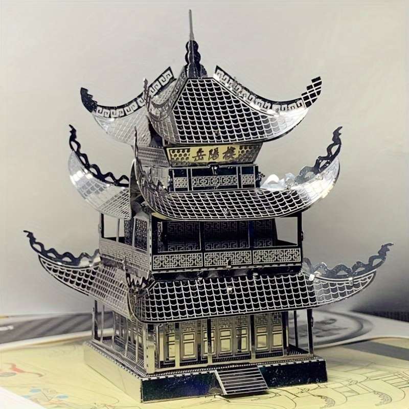 Building Toy Architectural Model Toy Set Style Silvery Yueyang Tower