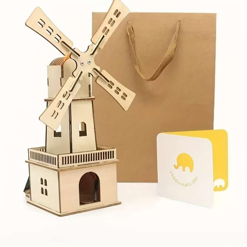 Building Toy Architectural Model Toy Set Items Solar Windmill Cabin