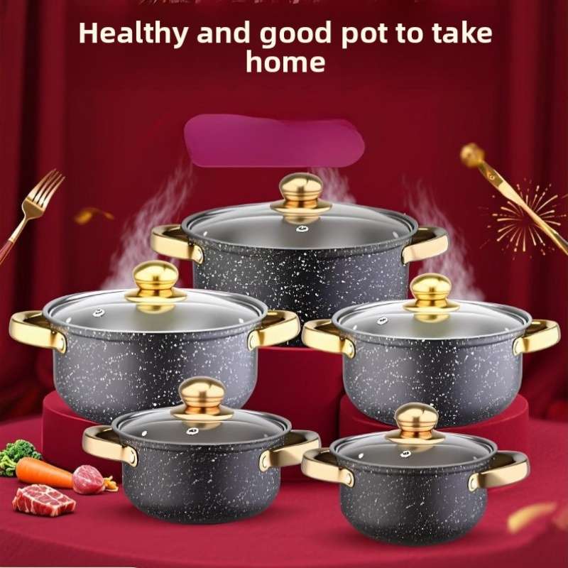 5Pcs Premium Stainless Steel Cookware Set With Lids Kitchen