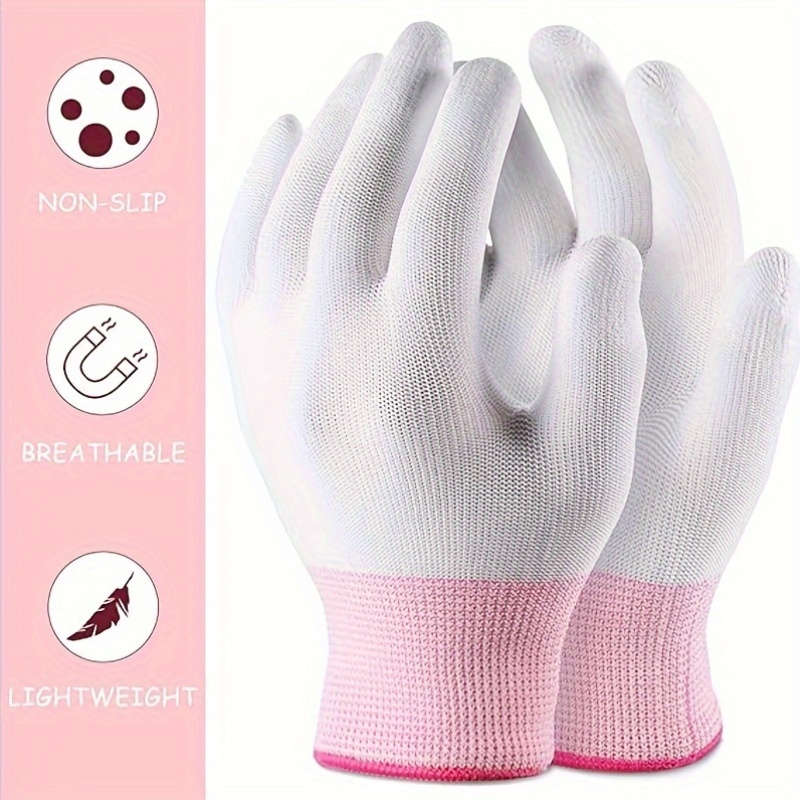 6 Pairs Pink Size L Multi Purpose Work Gloves