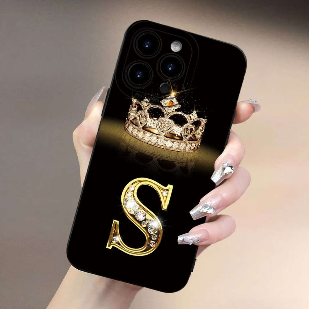 1Pc Black For iPhone 13 Mini Crown S Design Phone Case