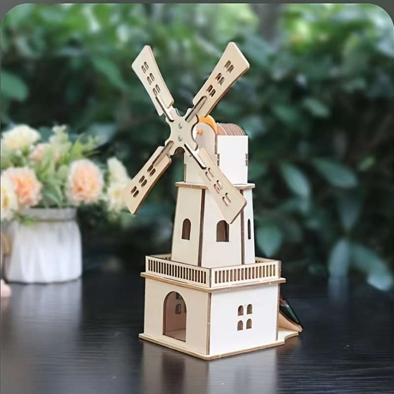 Building Toy Architectural Model Toy Set Items Solar Windmill Cabin