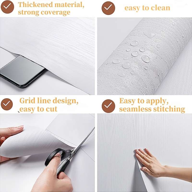 Self Adhesive Floor Sticker White Wood Grain 60cm x 3m