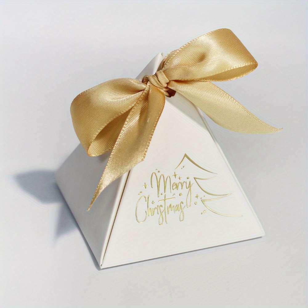 Christmas Gift Boxes Color White Box-Green Ribbon Quantity 5Pcs