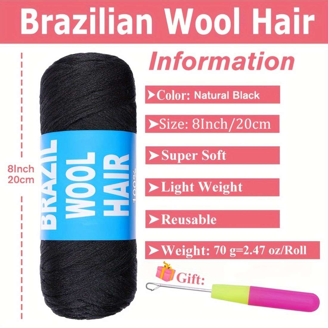 Hair Braiding Products Color 4Rollblack Hair Length20.32Cm