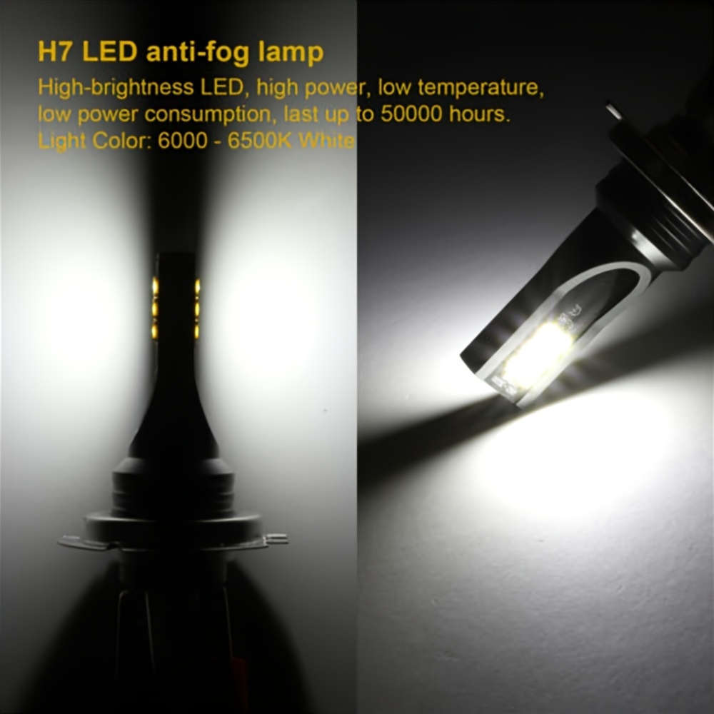 2pcs H7 3030 12SMD Extremely Bright White Fog Light DRL LED Bulbs