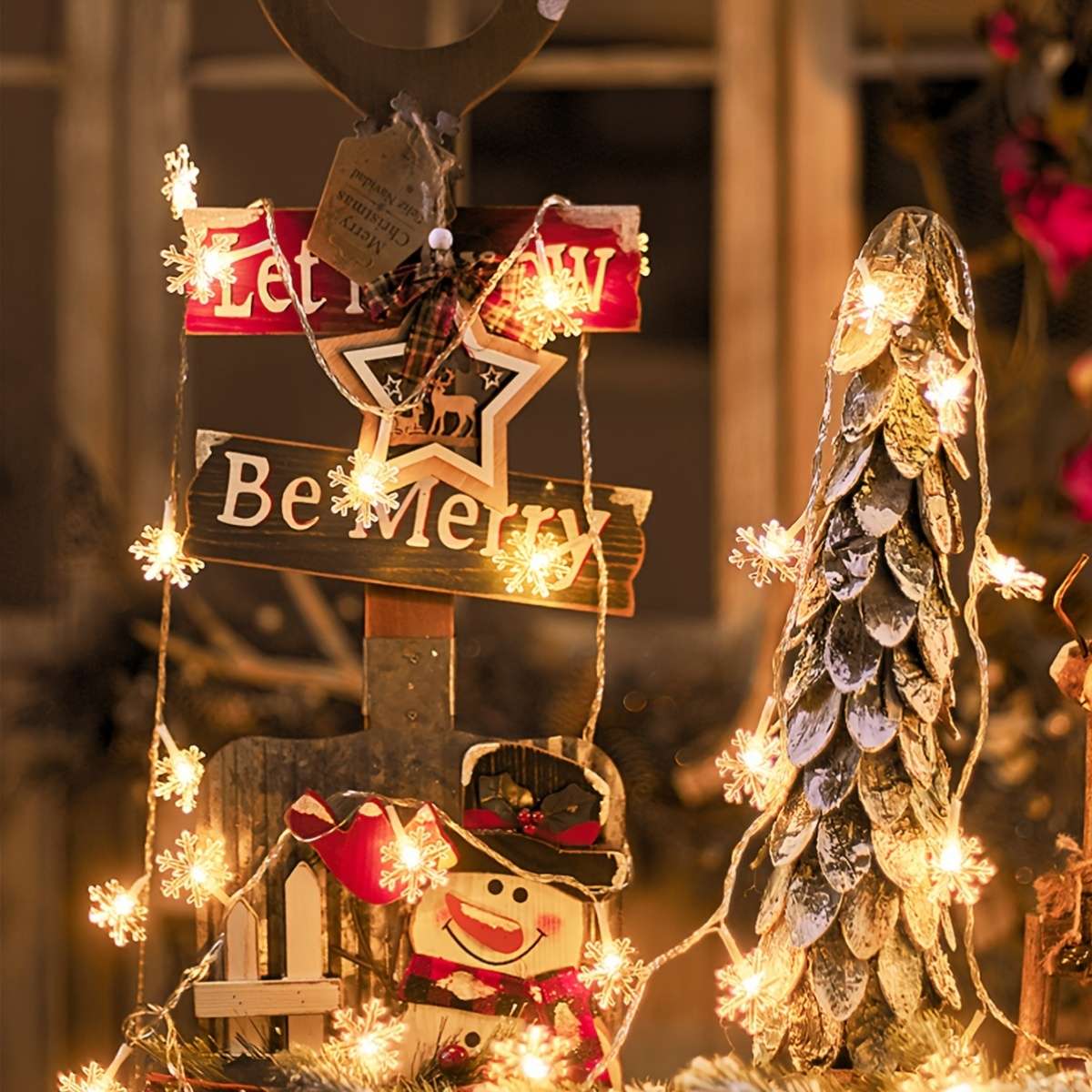 Led Snowflake Light Strings Christmas