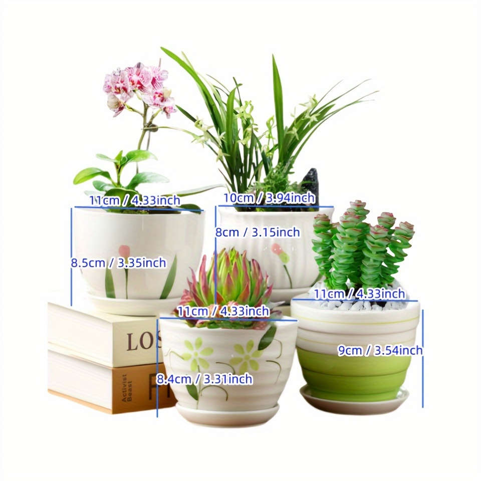 Flowerpot Material Ceramics Stylepink Blue Purple Green 4 Piece Set