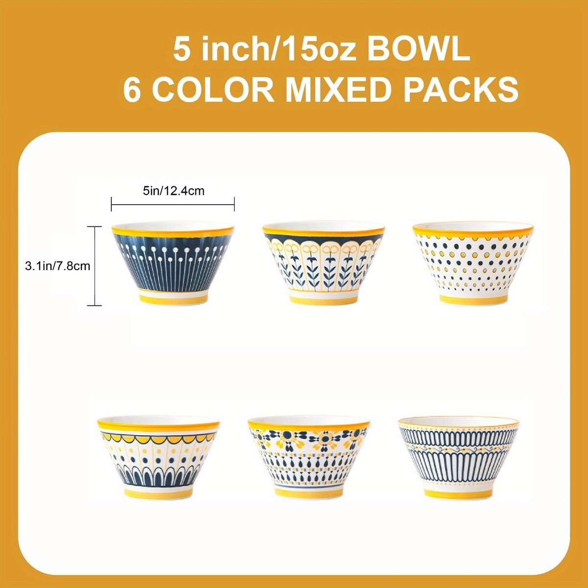 Bowl Color Mixed Color 6Pcs