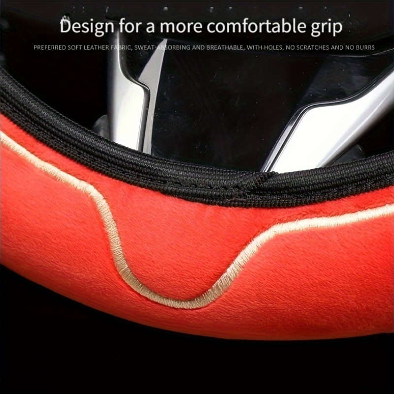 Car Steering Wheel Cover Black+Light White