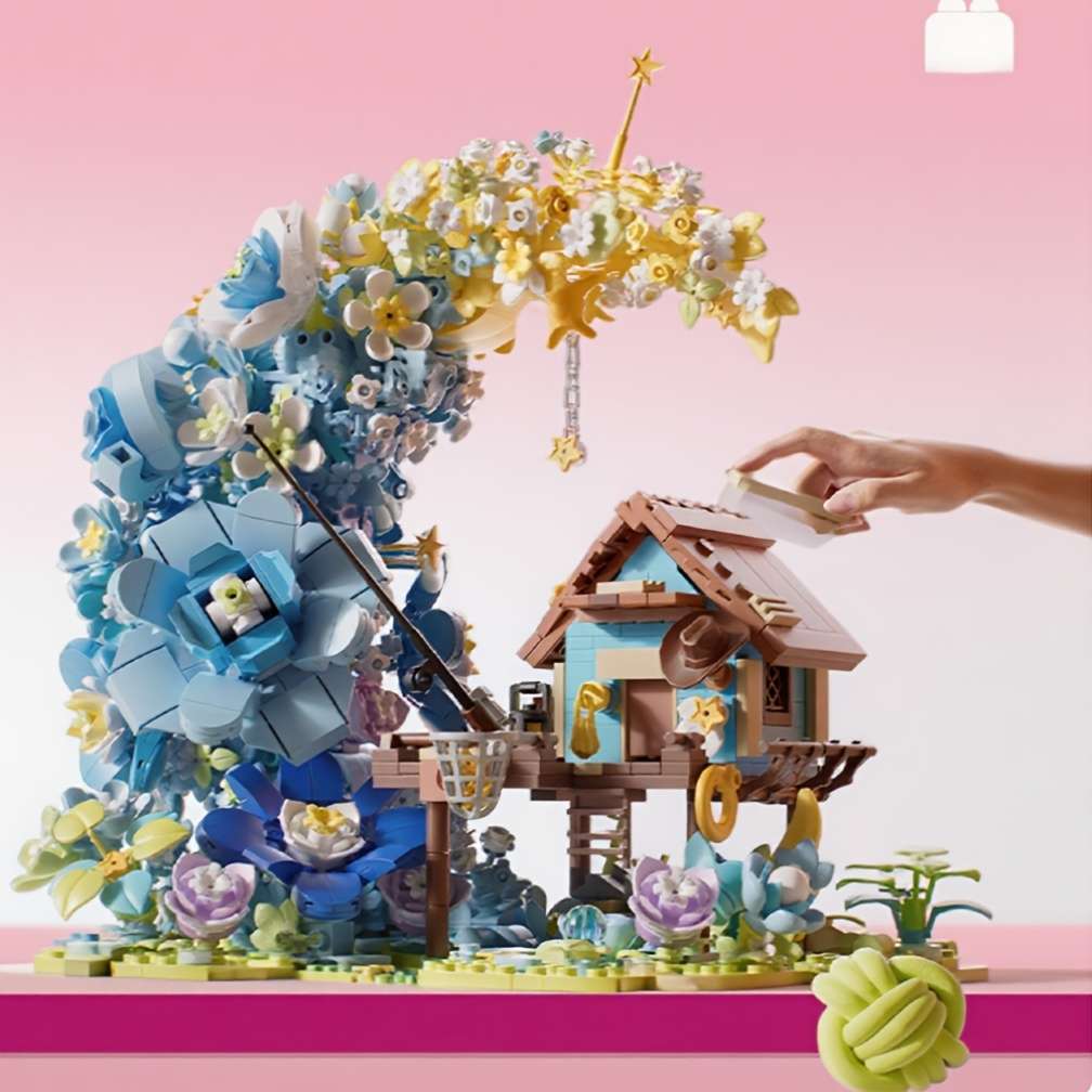 Building Toy Architectural Model Toy Set Style Flower Moon House