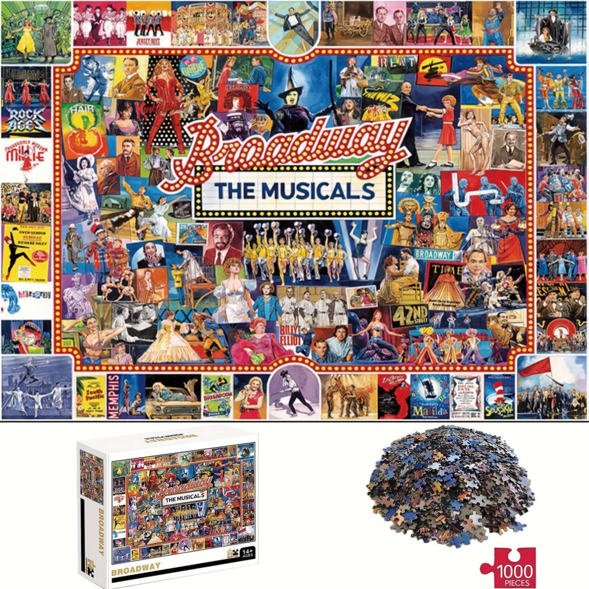 1000pcs Mixed Color Rectangle Paper Jigsaw Puzzles Thick and Durable Premium Qualit