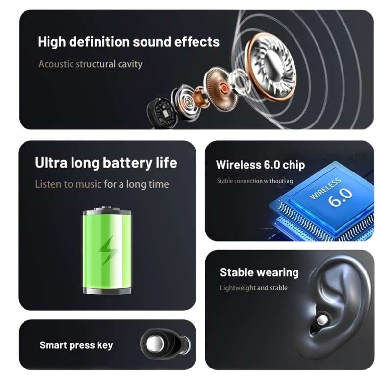 Wireless Headphones   Black