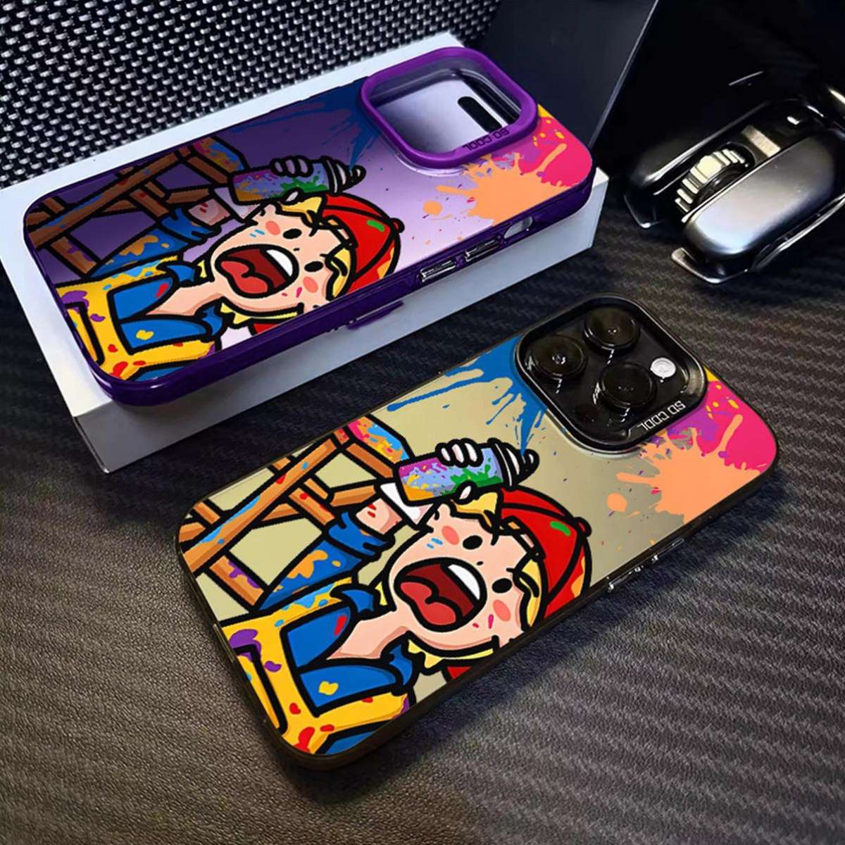 1Pc Pink Color For iPhone 14 Fantastic Doodle Phone Case