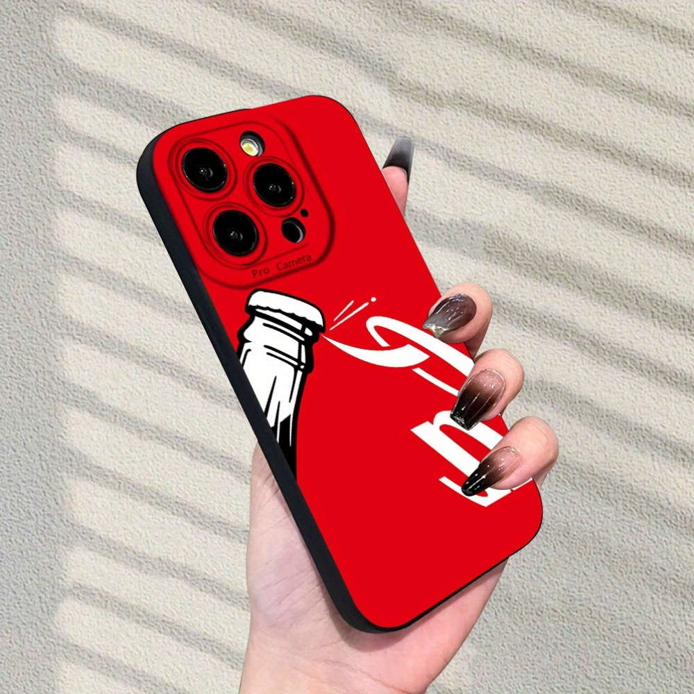 1Pc Black For iPhone 16 Pro Max Cola Drinks Designs Phone Case