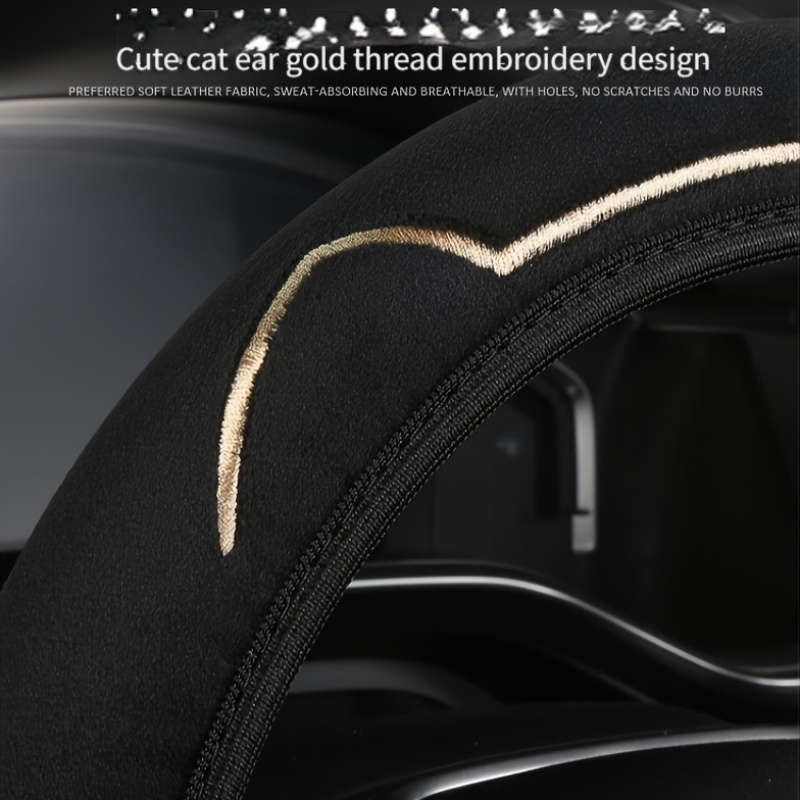 Car Steering Wheel Cover Black+Light White
