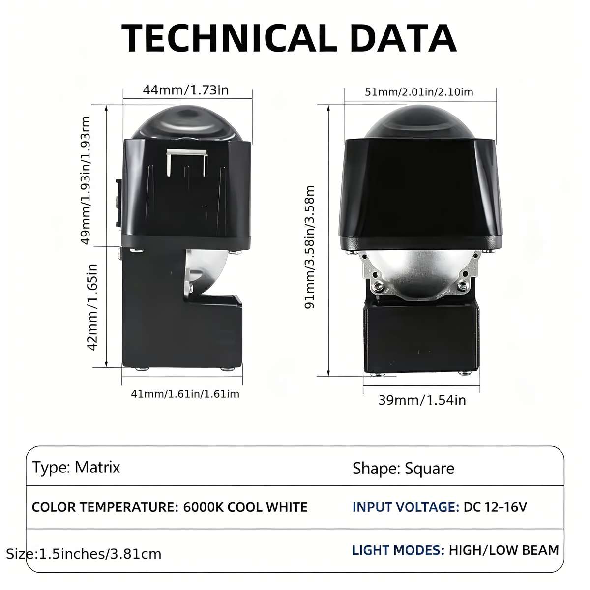 Car Lights Model 3.81 Cm Hd Lens