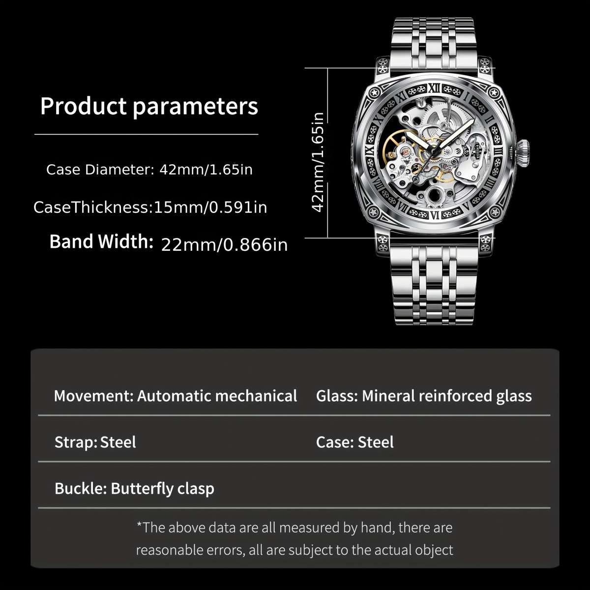 Carved Automatic Watches For Men Tattoo Case Watches For Men