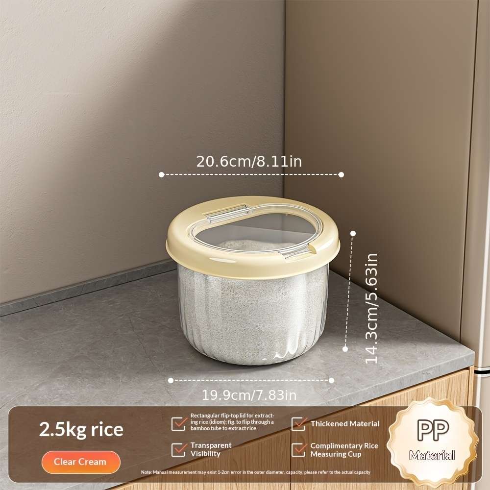 Antibacterial Box Transparent Color 6Ibno Insectproof Lid Includes One Free Rice Measuring Cup