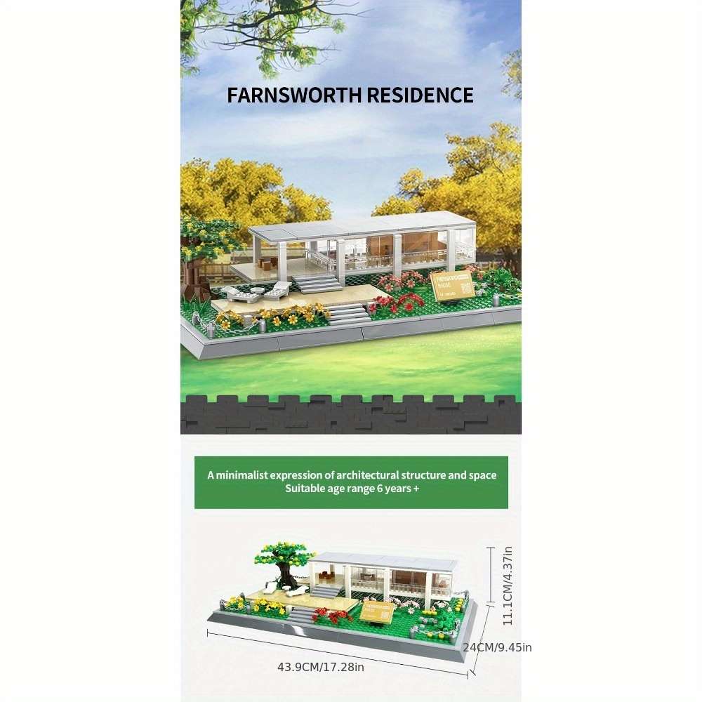 Building Toy Architectural Model Toy Set Color Farnsworth Residence