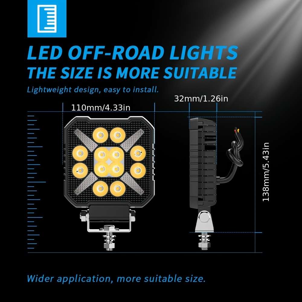 Car Lights Items 1 Pcs Square