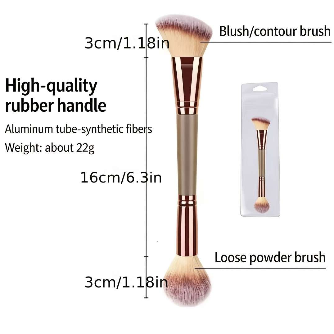 Makeup Brush Set Model Doubleheaded Single Rod Brown Plastic Handle