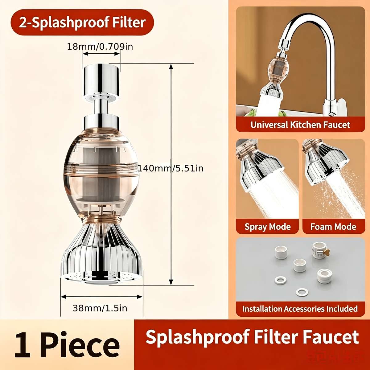 Faucet 2 Pack In Silvery And Orange