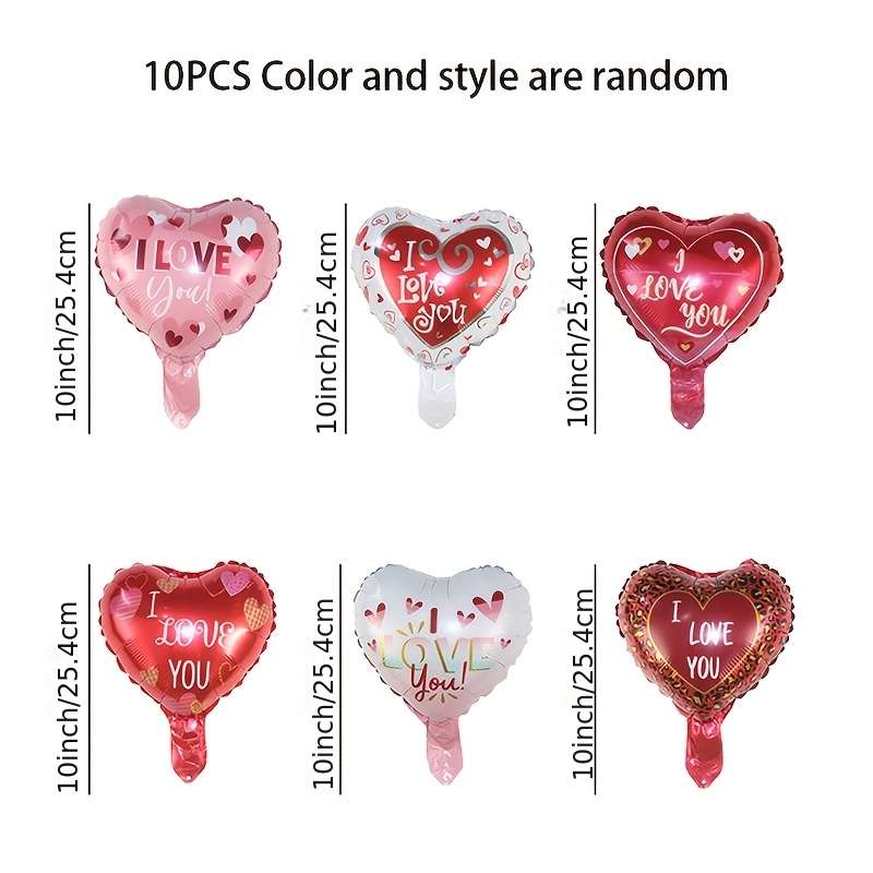10Pcs Charming Sturdy Classic Valentine Heart Balloons Inch For Birthday Backdrop