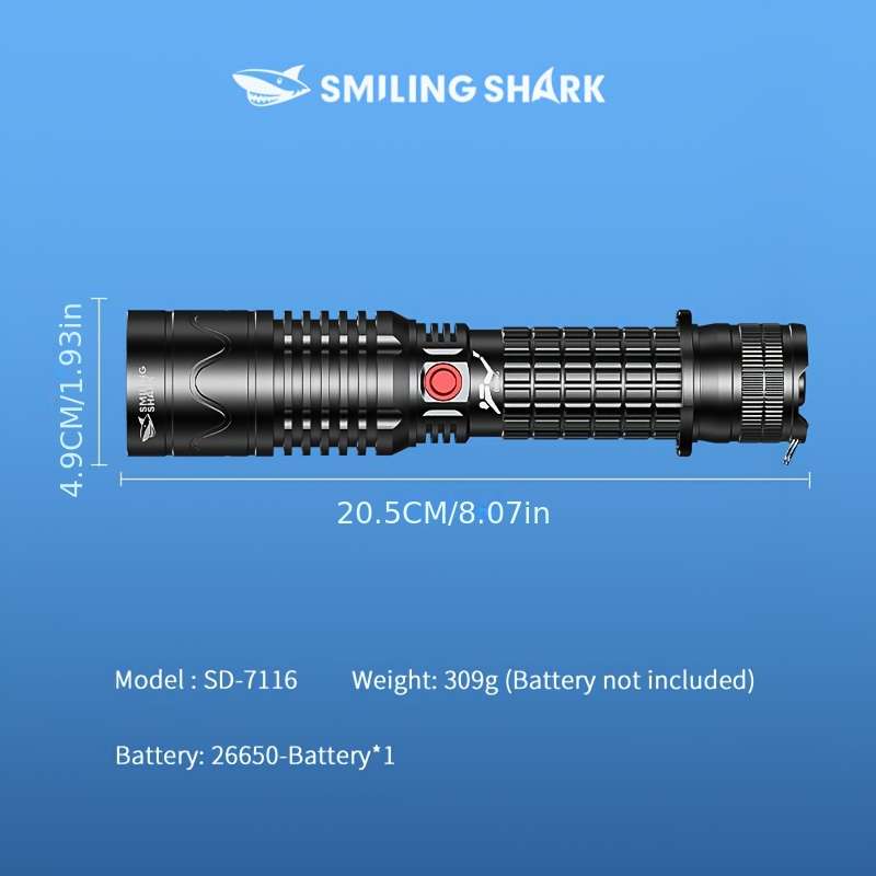 Advanced 1Pc Powerful Diving Flashlight Smiling Shark Sd7116 Outdoor Reliable