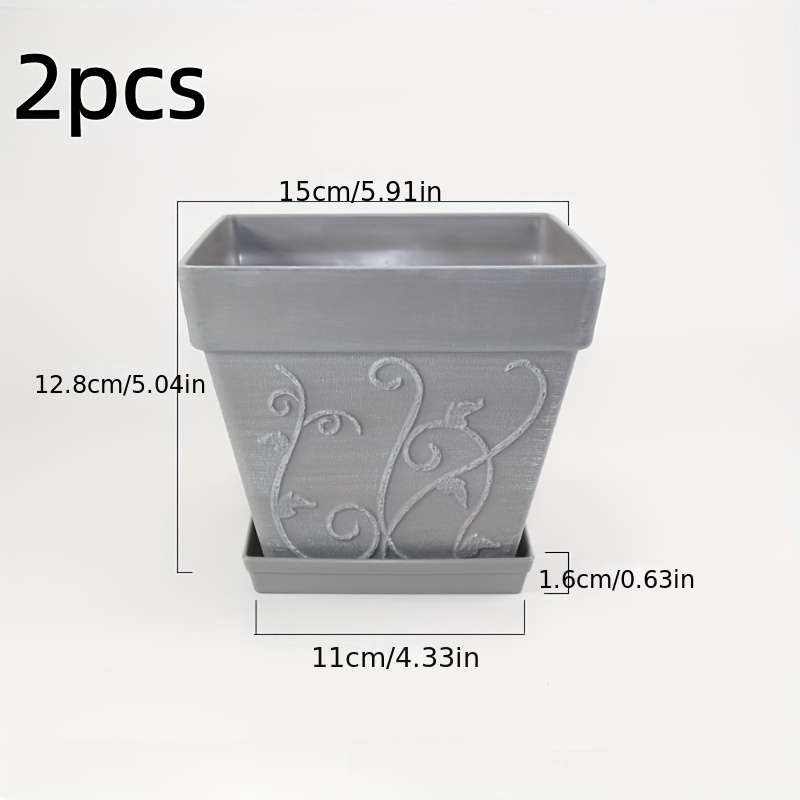 Flowerpot Color 2Pcs Square Size 10 Red
