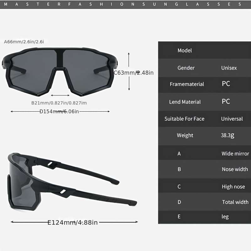 Cycling Glasses Color Black Frame Red Coating