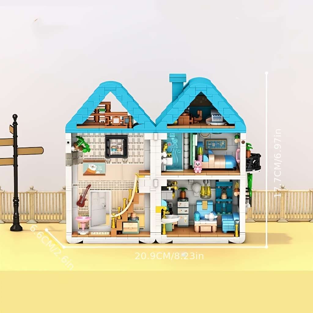 Building Toy Architectural Model Toy Set Model Large Townhouse Building Blocks   1092Pcs