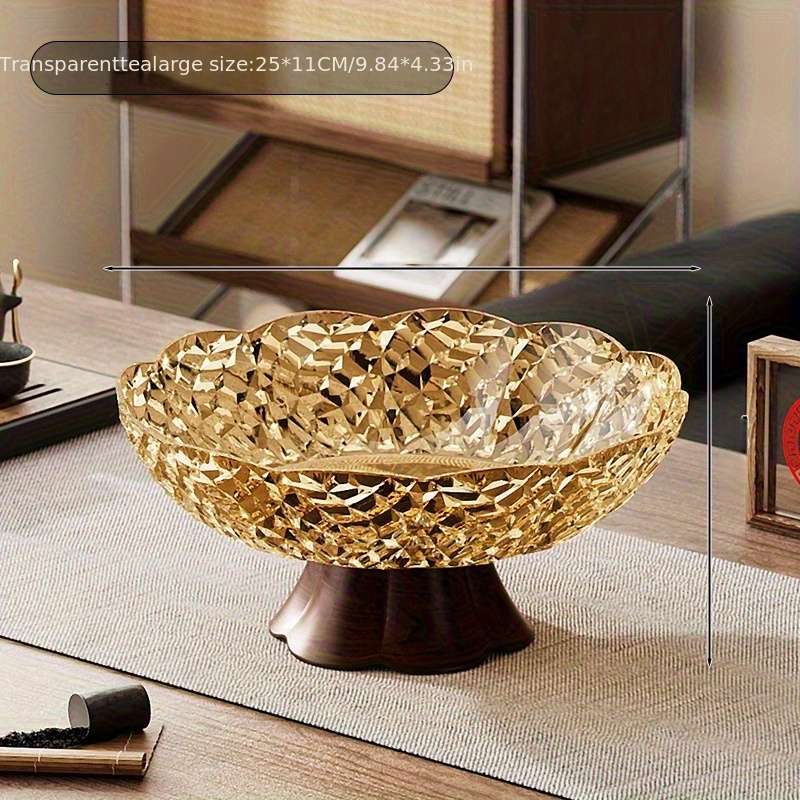 Bowl Color Transparent White With Wood Grain Base