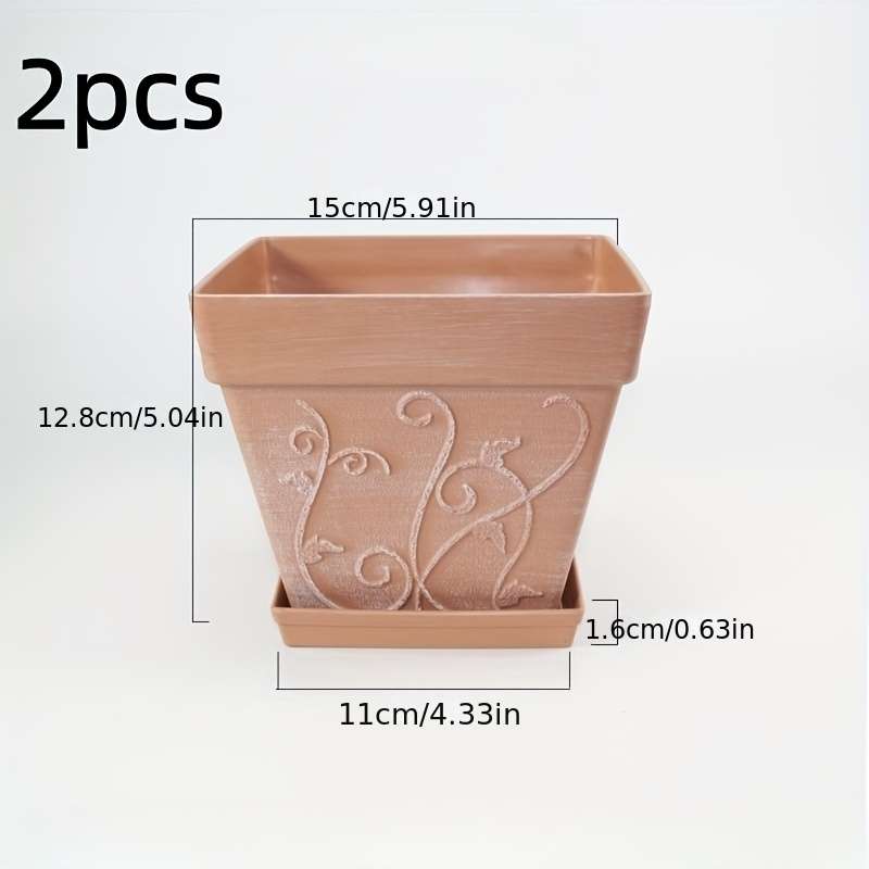 Flowerpot Color 2Pcs Square Size 10 Red