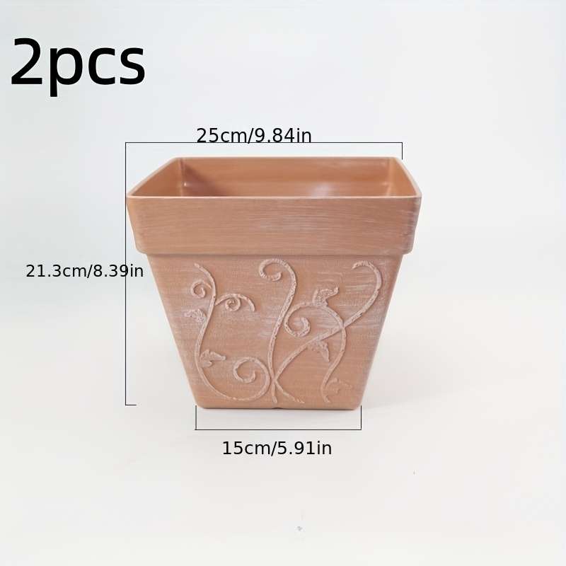 Flowerpot Color 2Pcs Square Size 10 Red