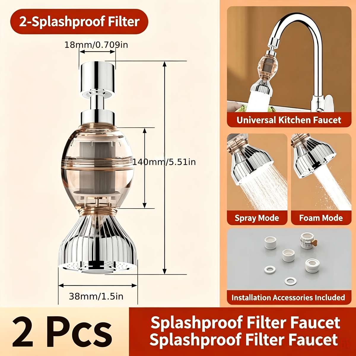Faucet 2 Pack In Silvery And Orange
