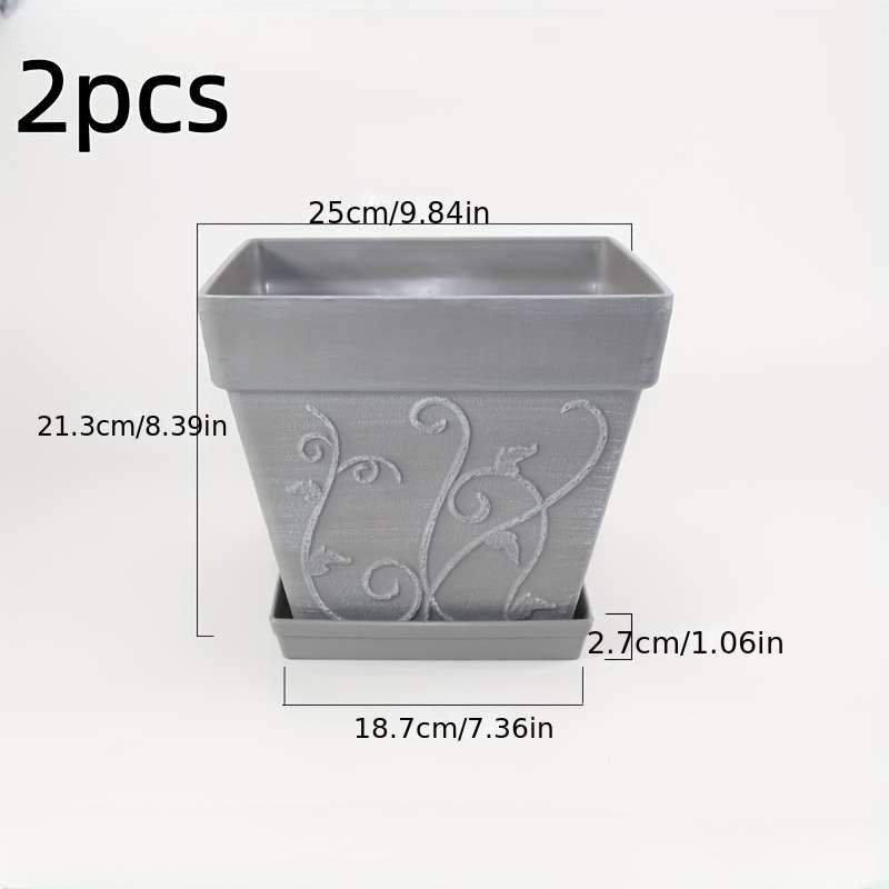 Flowerpot Color 2Pcs Square Size 10 Red