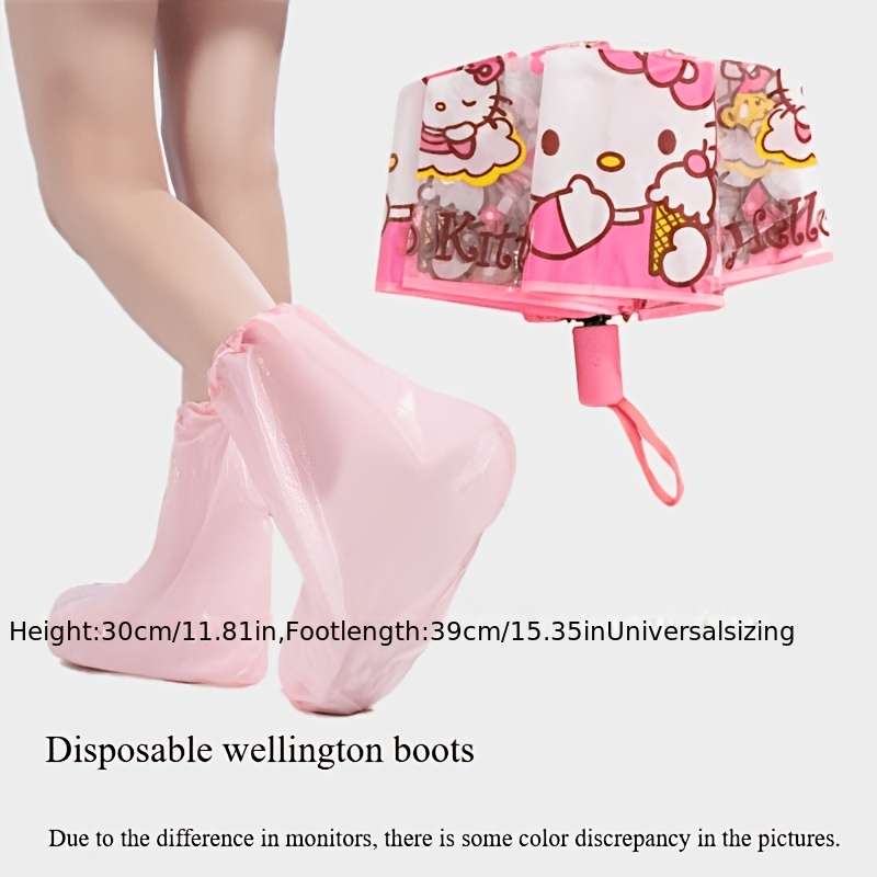 Umbrella Color Kt Cat Pink Edge Transparent Automatic Umbrella