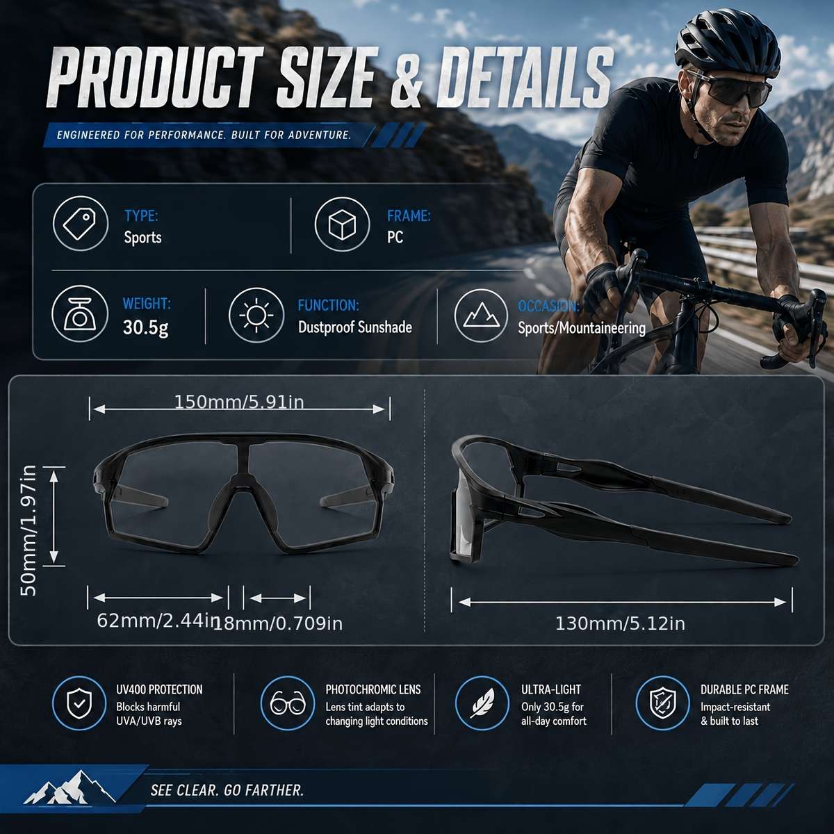 Cycling Glasses Color C5 Green