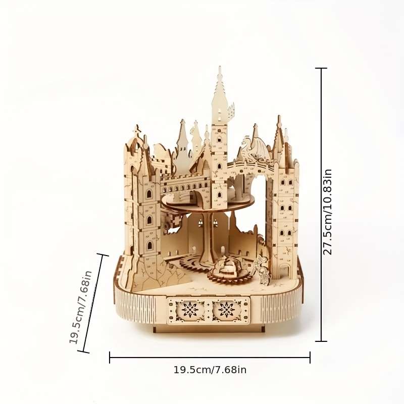 Diy 3D Wooden Puzzle Rotating Magic Castle