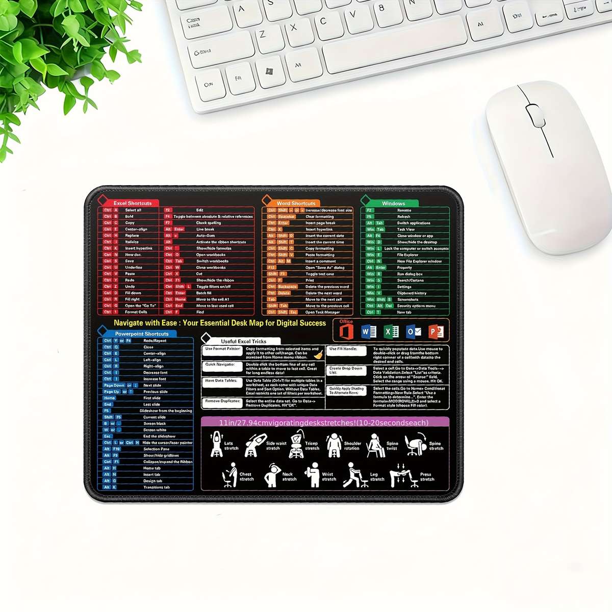 Ergonomic Waterproof Excel Cheat Sheet Desk Slip For Laptop Workspace
