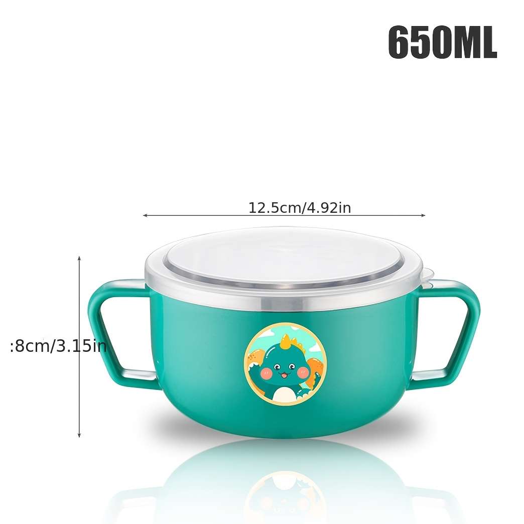 Baby Food Bowl Color Green Dinosaur 650Ml