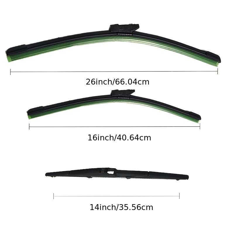 Windshield Wipers Model Front & Rear Wiper Blades 3Pcs