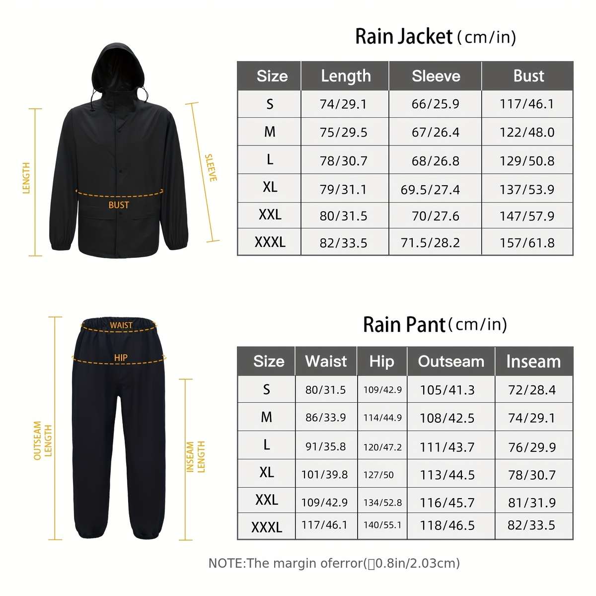 Raincoat Mixed Colors Size M