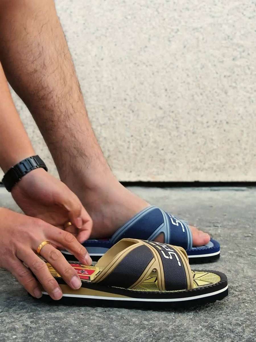 Men Slippers Summer Style Blue Size Uk 7
