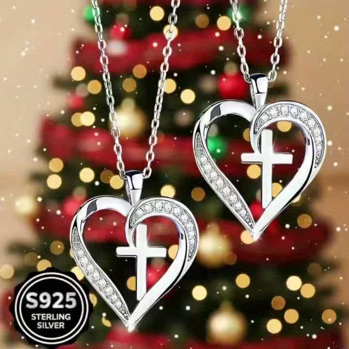 2Pcs Bohemian Rhinestone Heart Shaped S925