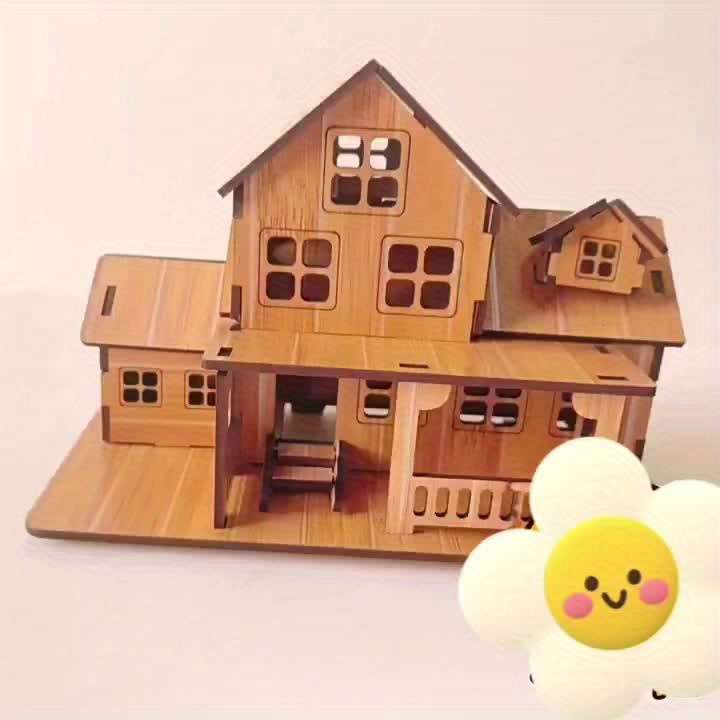Building Toy Architectural Model Toy Set Color Warm Cabin [Laser Bamboo Version]