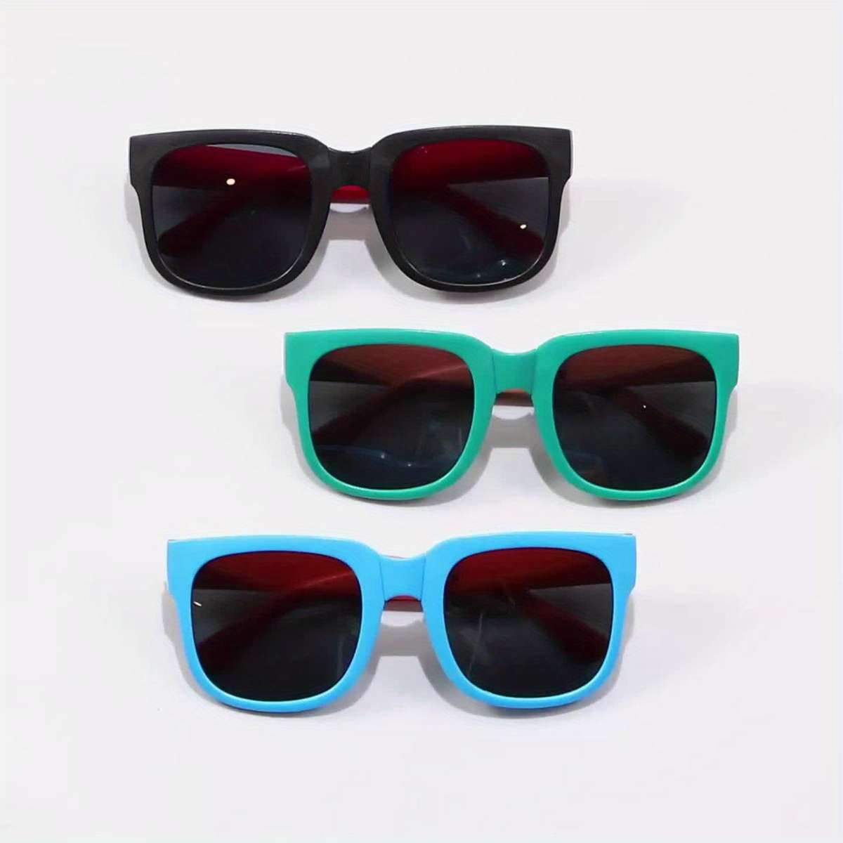 Kids Glasses 3Pcs Color Blue Orange Green Orange Black And Red